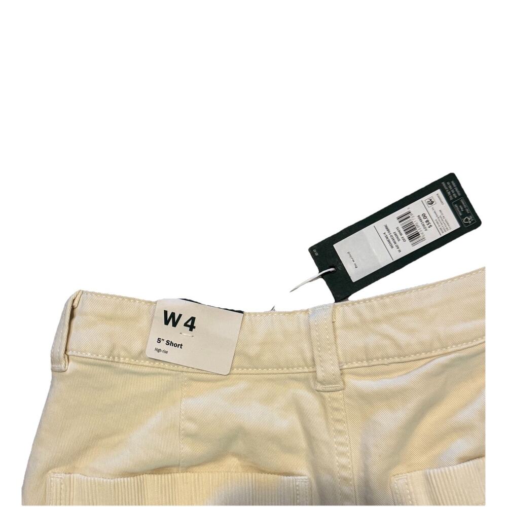 Alpine Design Women’s W Mixed Fabric Shorts Size 4 Off-White High Rise 5” Inseam - Picture 4 of 4